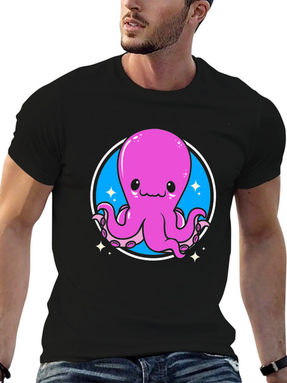 Cute Octopus Graphic Tee - Black Unisex T-Shirt