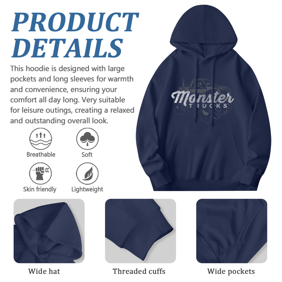 Premium Graphic Hoodie - Monster Trucks