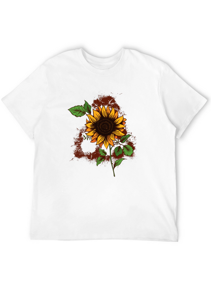 Sunflower Triangle Graphic Print Mens Black T-Shirt