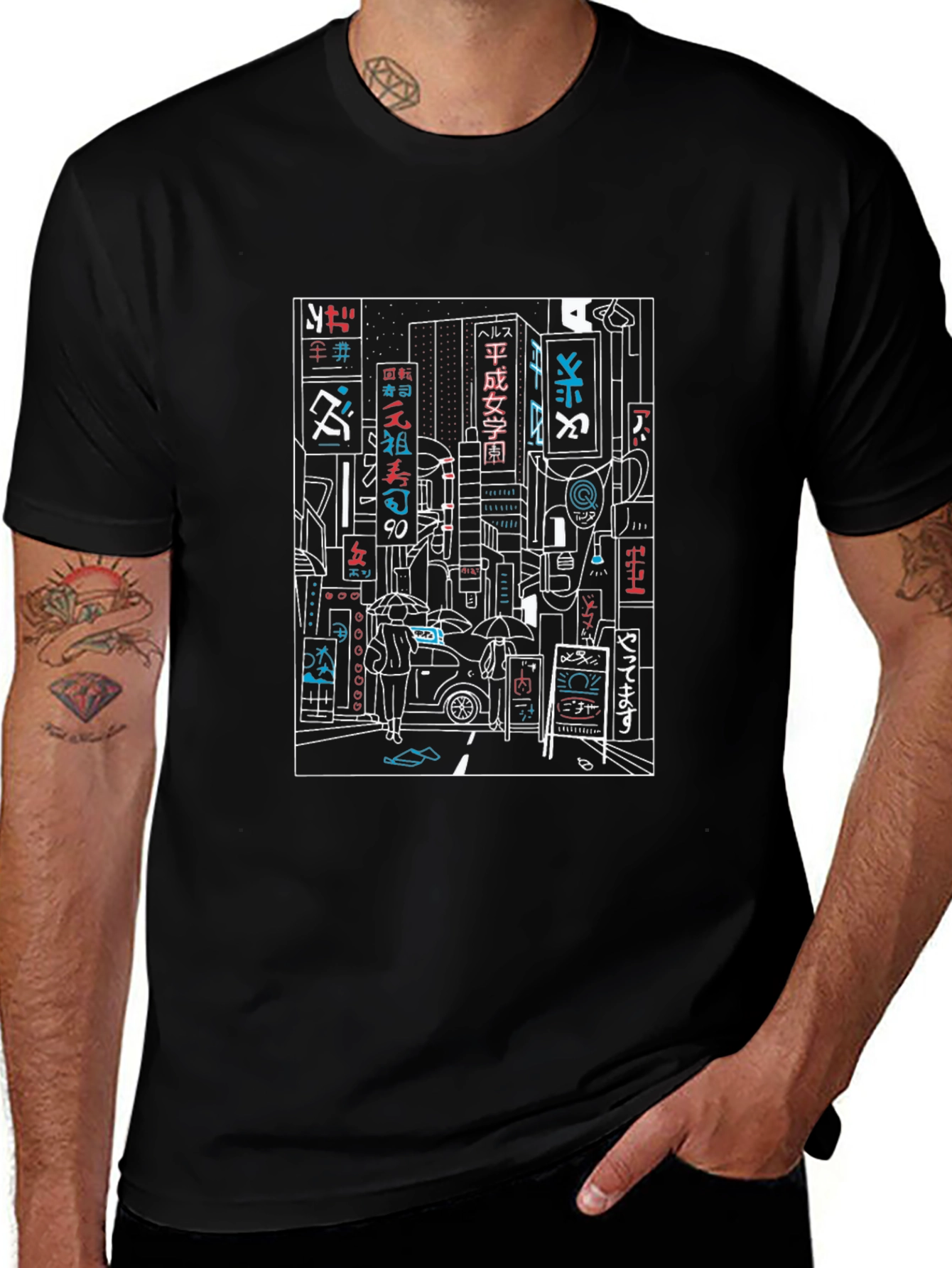 Neon Cityscape Graphic Tee - Urban Style T-Shirt