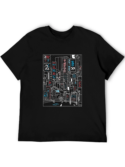 Neon Cityscape Graphic Tee - Urban Style T-Shirt