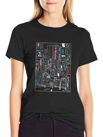 Neon Cityscape Graphic Tee - Urban Style T-Shirt