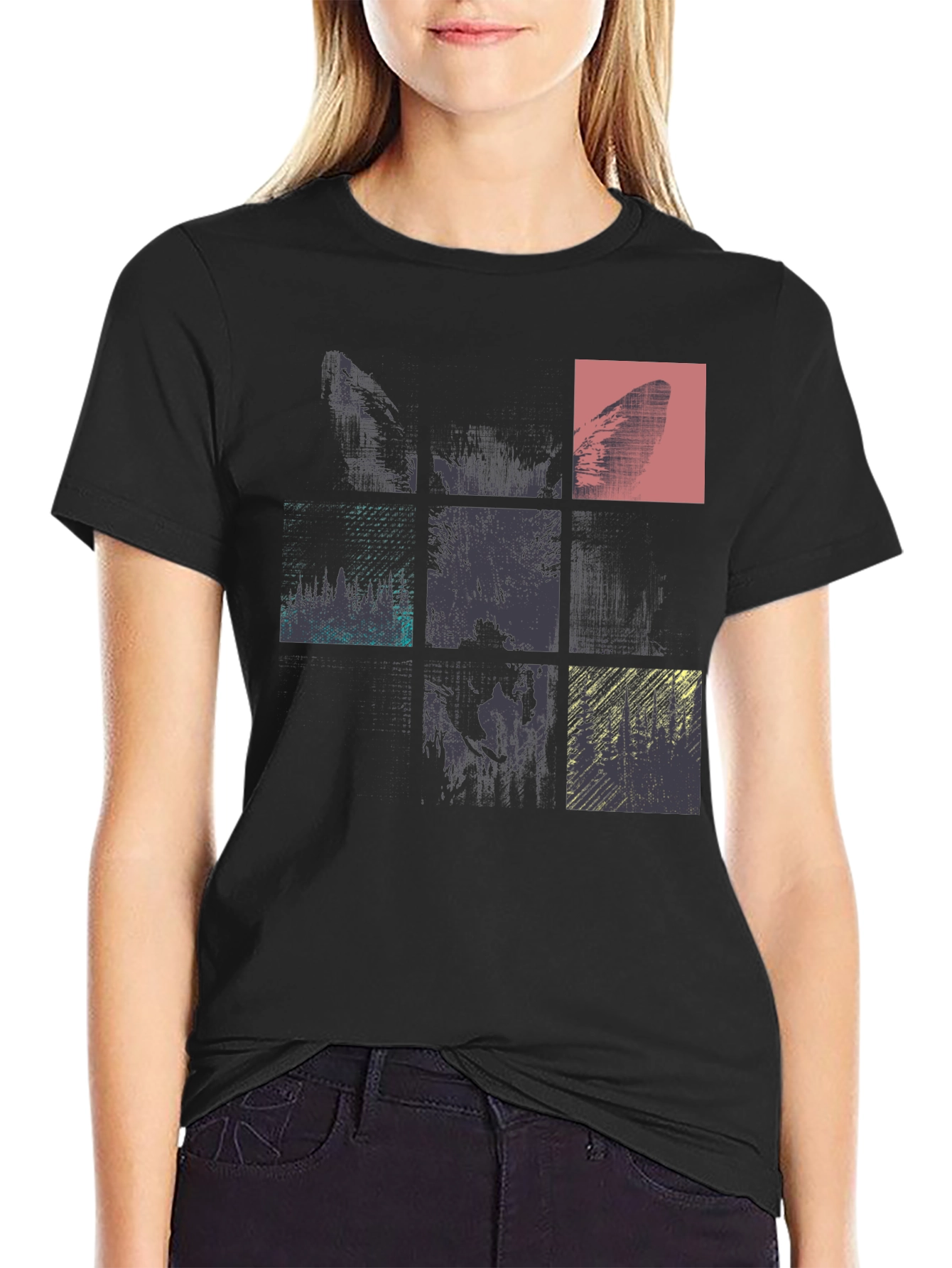 Abstract Graphic Tee - Modern Style Black