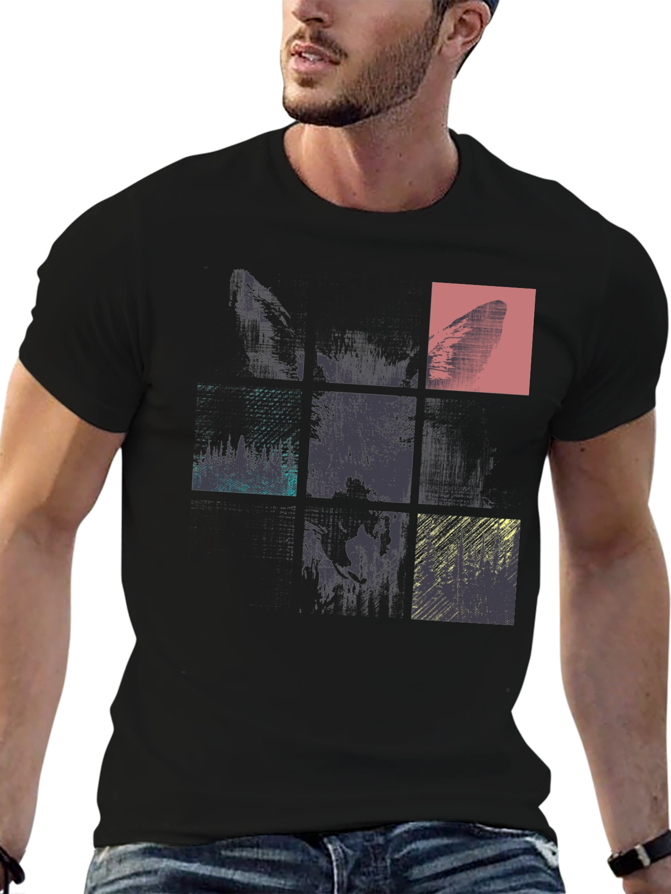 Abstract Graphic Tee - Modern Style Black