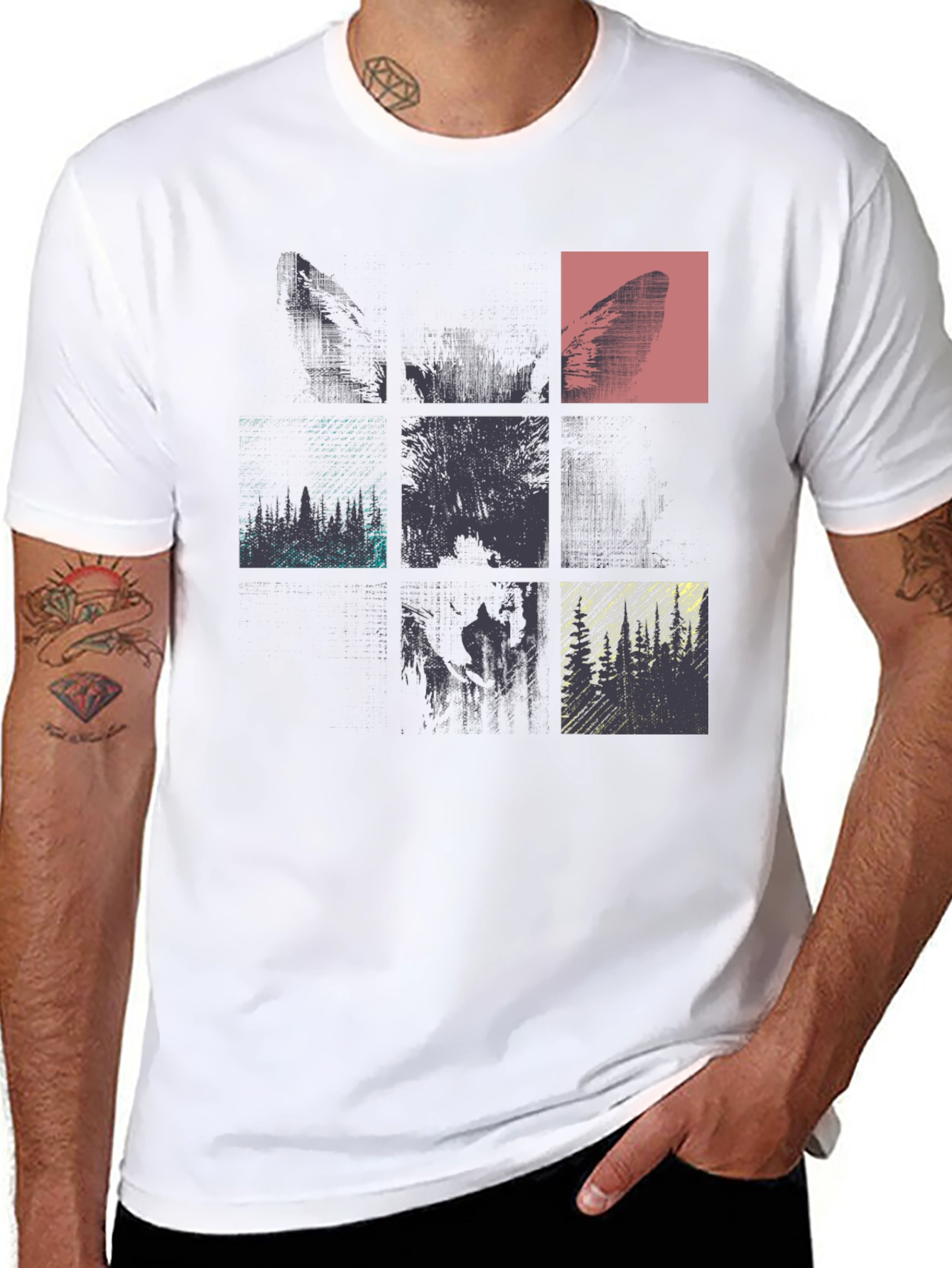 Abstract Graphic Tee - Modern Style Black