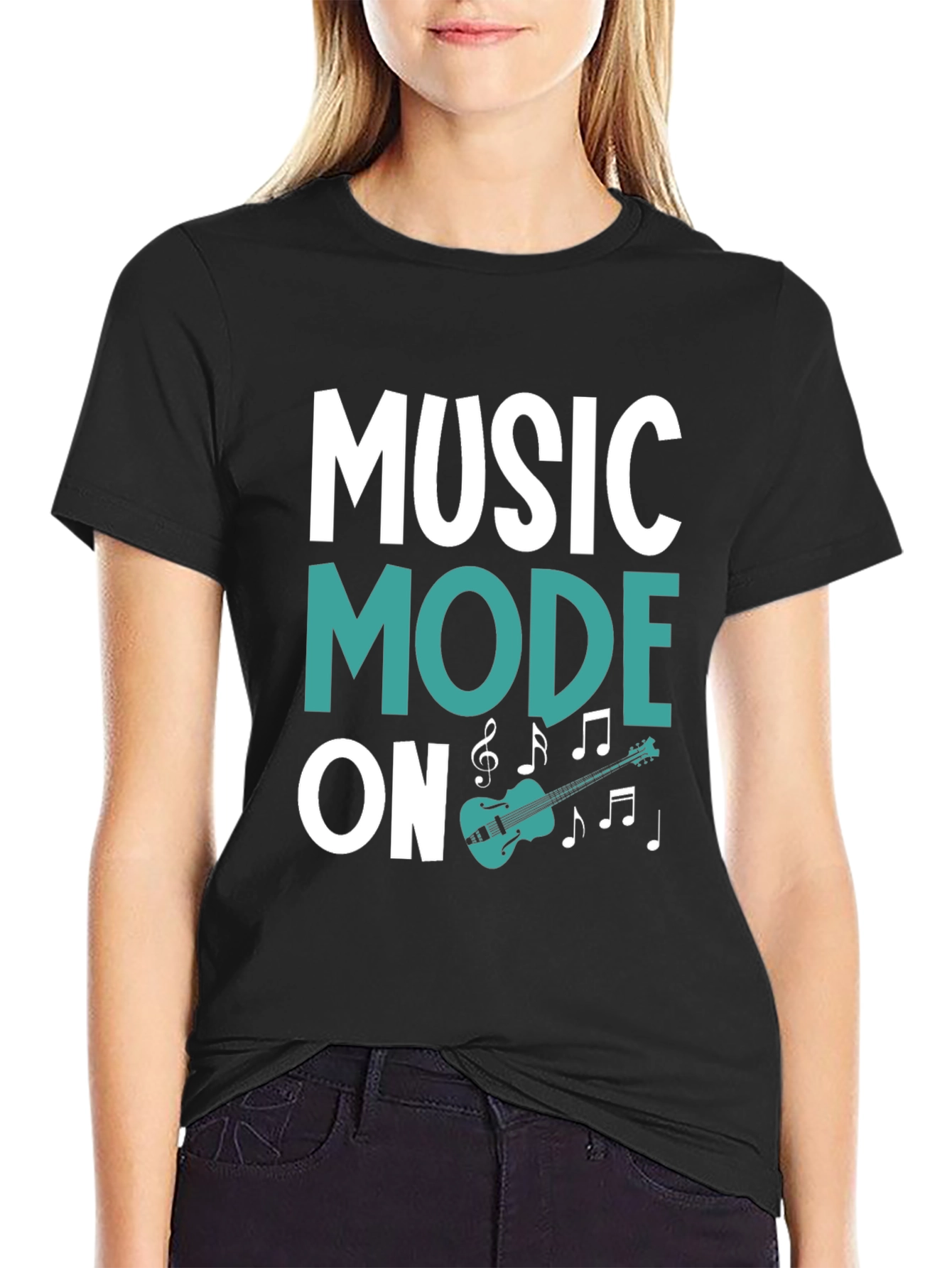 Music Mode On Black Graphic Tee
