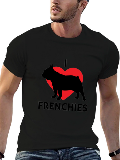 I Love Frenchies Black T-Shirt