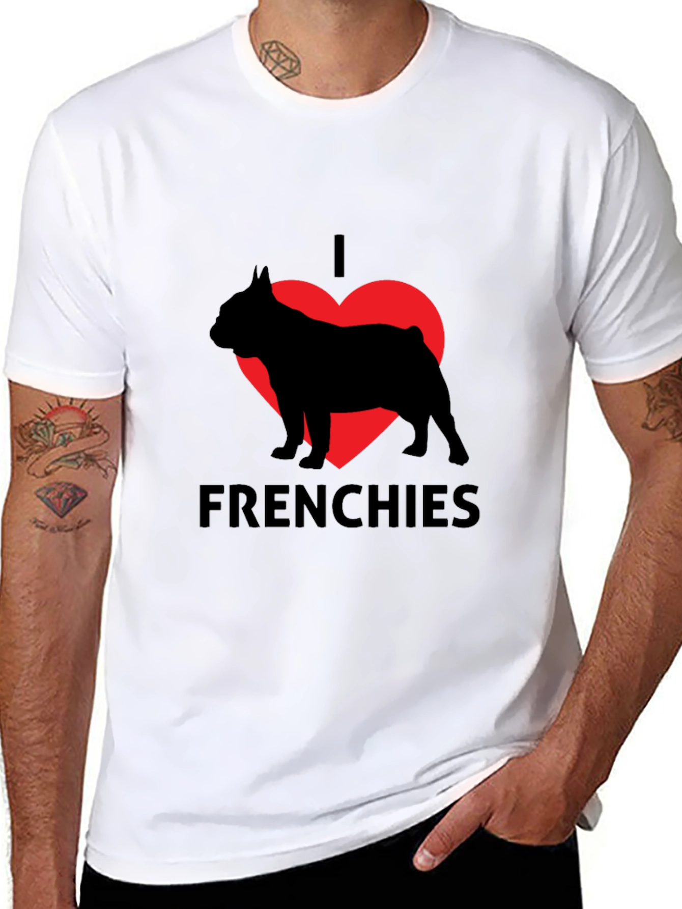 I Love Frenchies Black T-Shirt