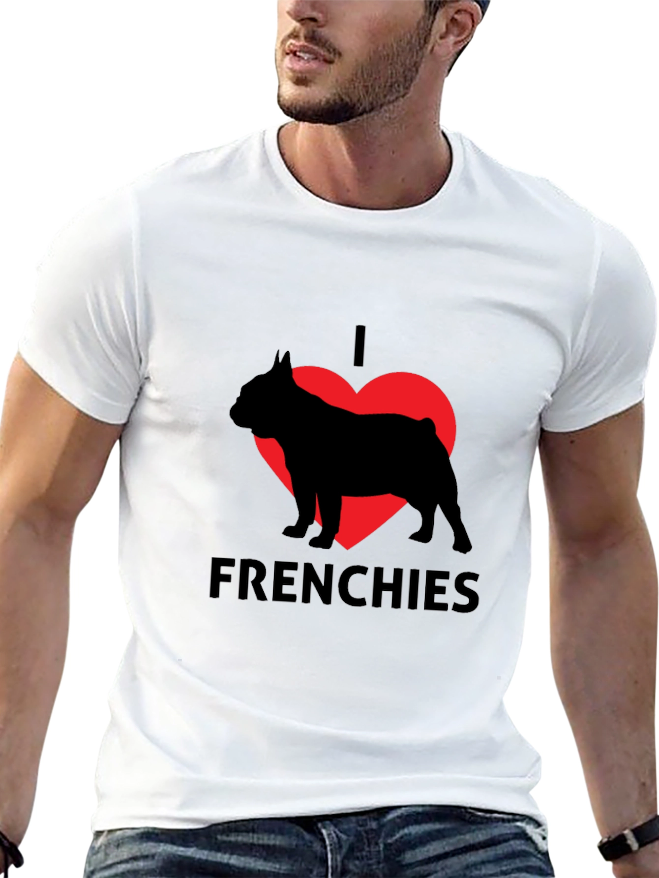 I Love Frenchies Black T-Shirt