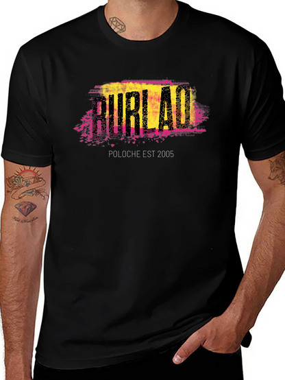 Burlac Est 2005 Graphic Tee - Black Cotton T-Shirt