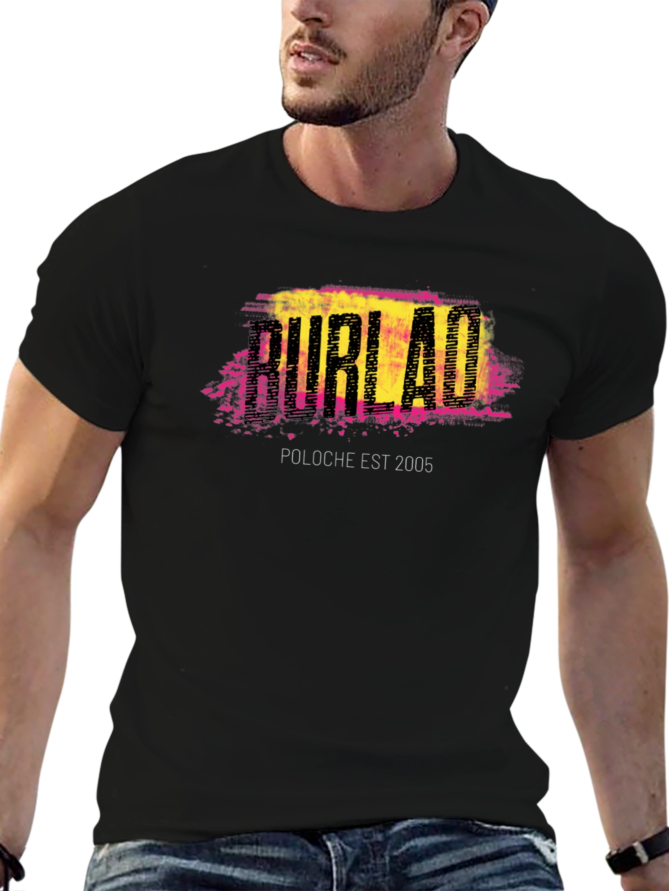Burlac Est 2005 Graphic Tee - Black Cotton T-Shirt
