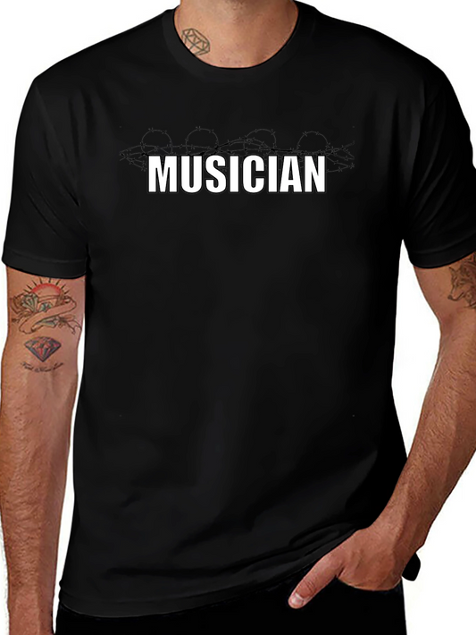 Musician Barbed Wire Graphic Tee - Black Cotton T-Shirt
