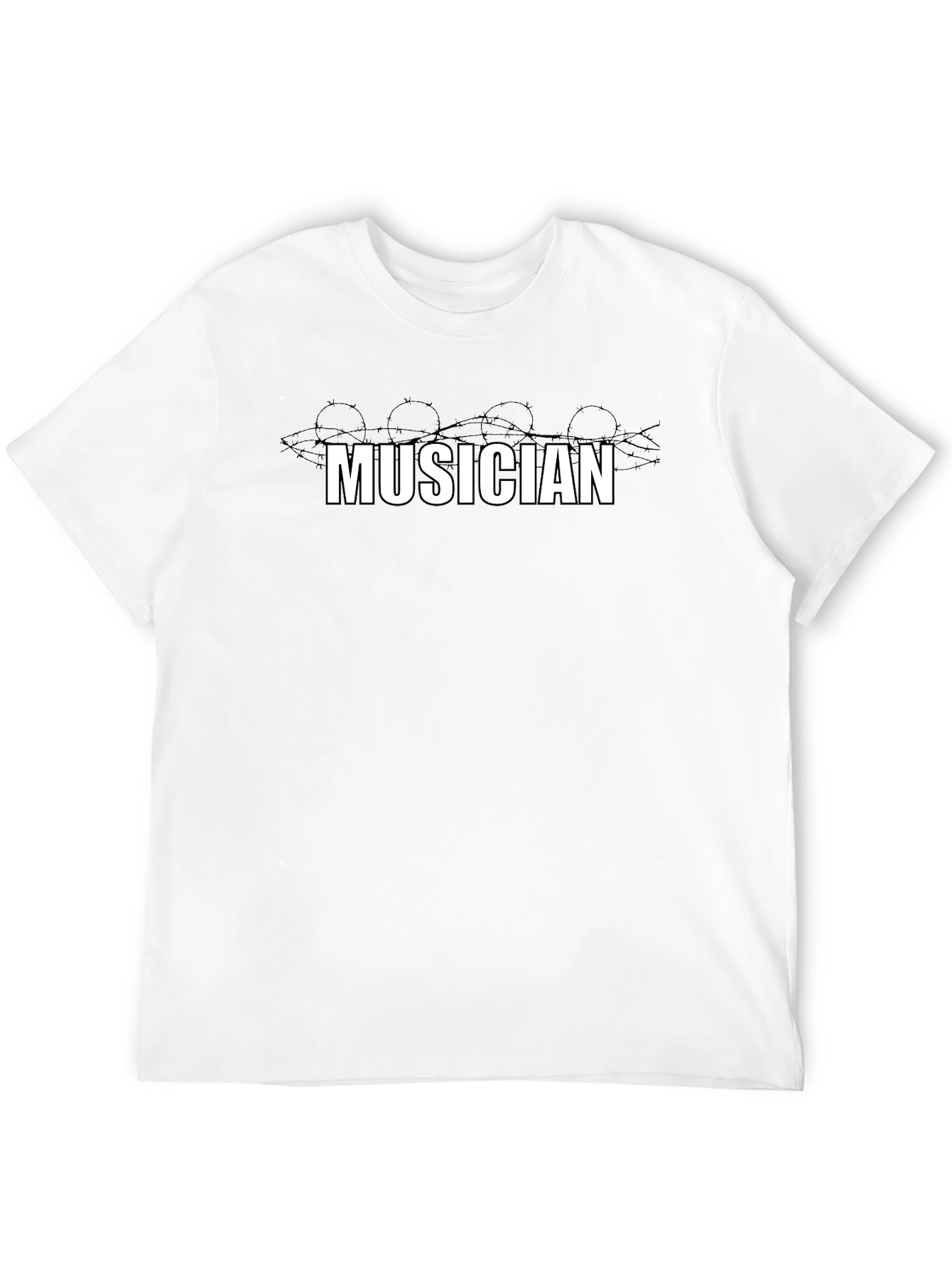 Musician Barbed Wire Graphic Tee - Black Cotton T-Shirt