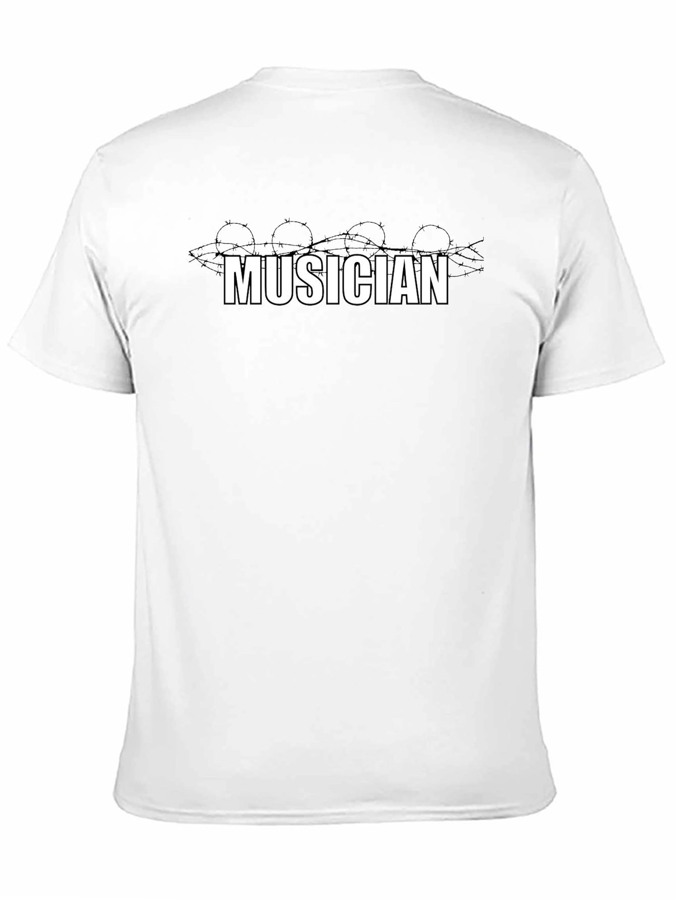 Musician Barbed Wire Graphic Tee - Black Cotton T-Shirt
