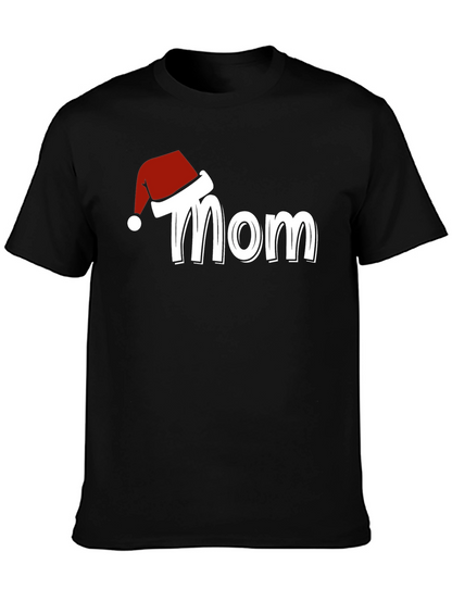 Mom Christmas Santa Hat T-Shirt Holiday Tee