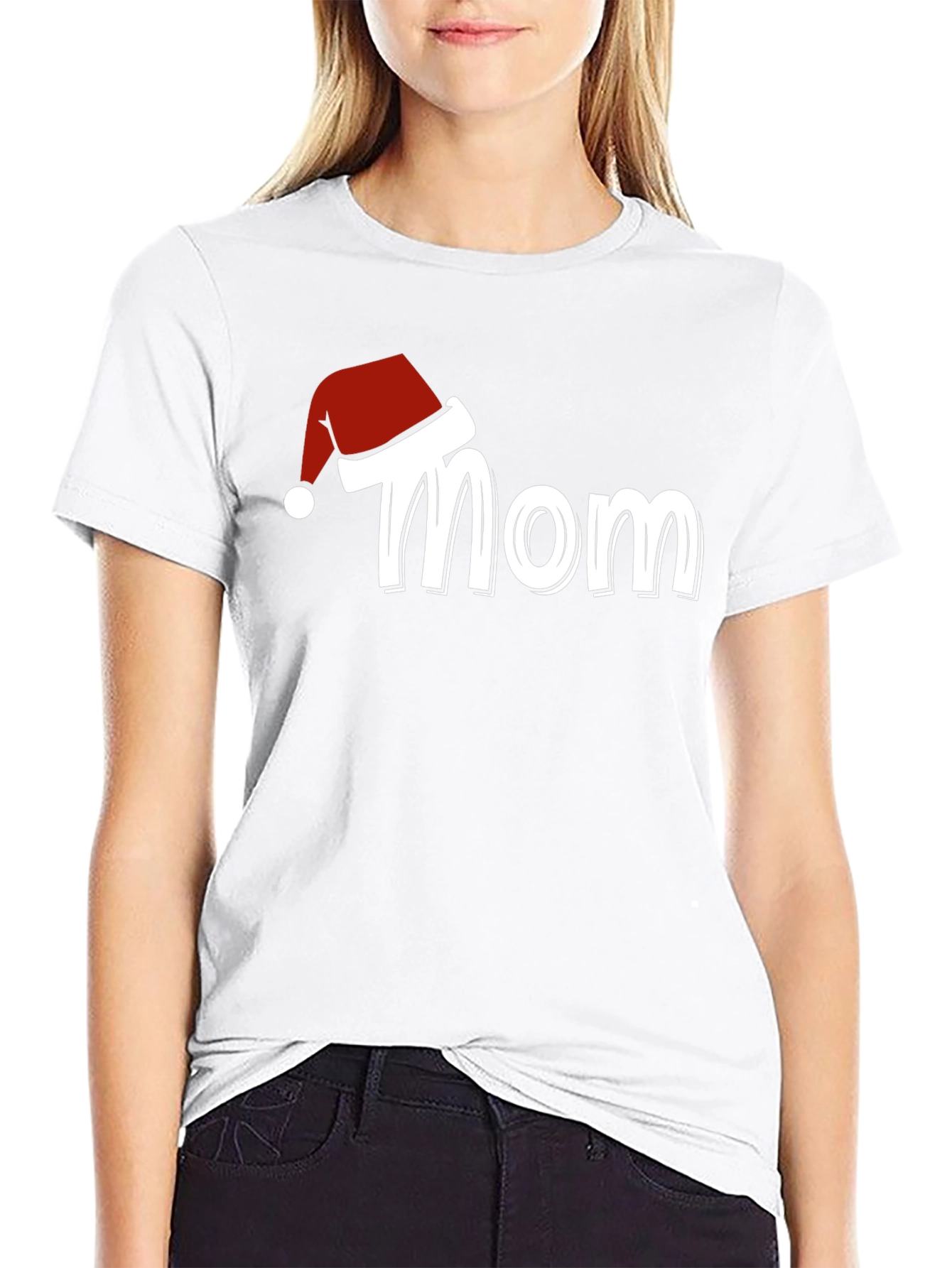 Mom Christmas Santa Hat T-Shirt Holiday Tee