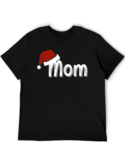Mom Christmas Santa Hat T-Shirt Holiday Tee