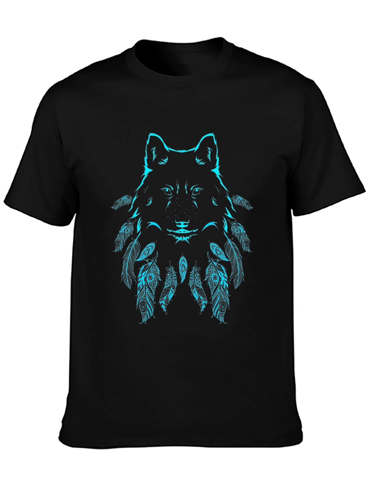 Wolf Graphic Print Black T-Shirt