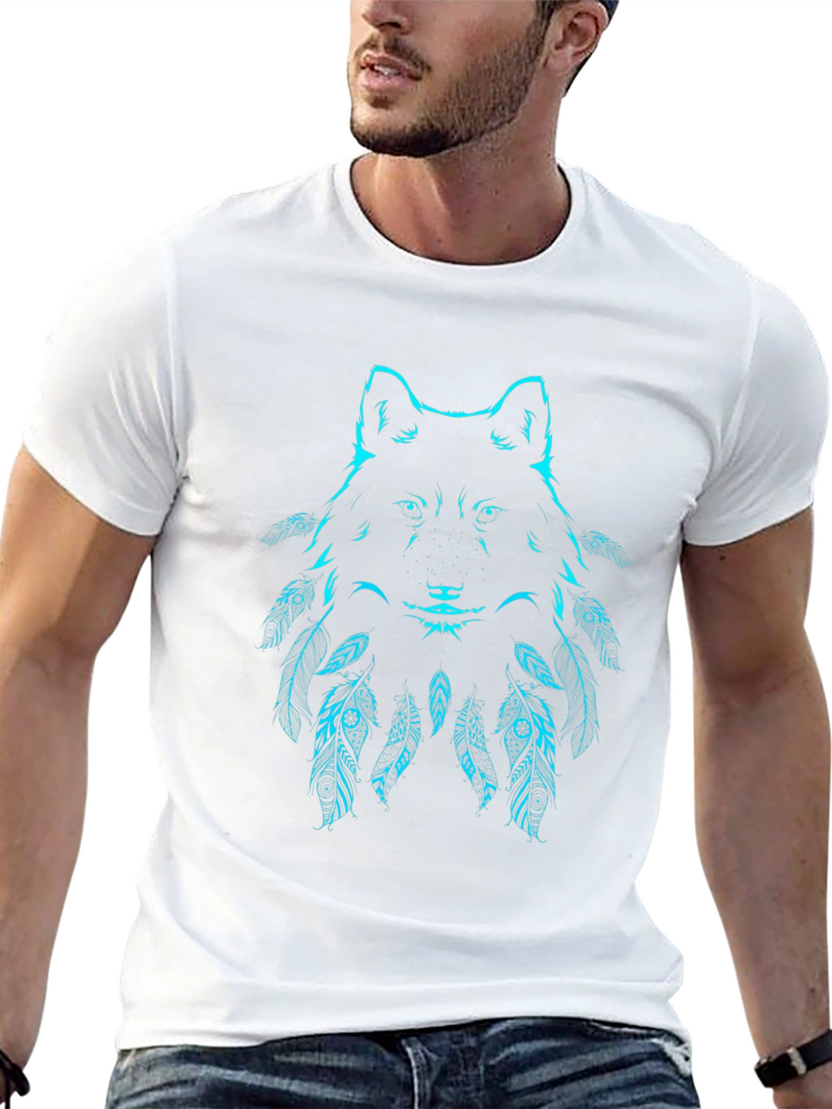 Wolf Graphic Print Black T-Shirt
