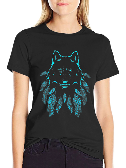 Wolf Graphic Print Black T-Shirt