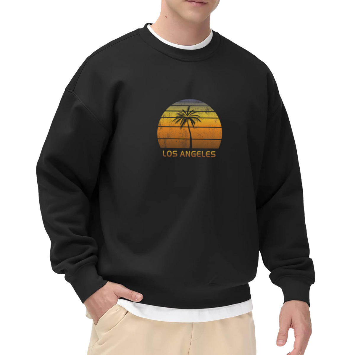 Los Angeles Sunset Palm Sweatshirt - Retro LA Palm Tree Crewneck, Vintage California Pullover, West Coast Souvenir Gift Sweatshirt, Sunset Boulevard Top
