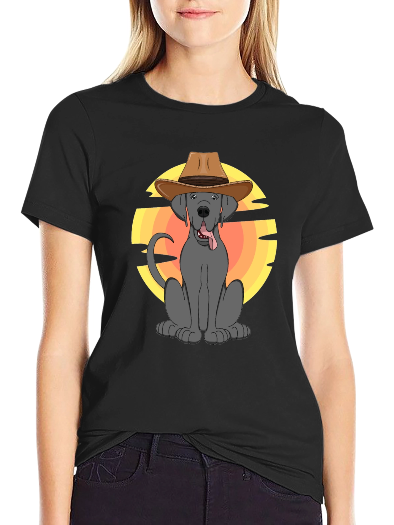 Cowboy Dog Graphic T-Shirt - Western Style