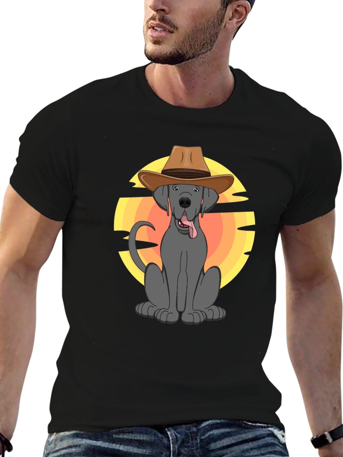 Cowboy Dog Graphic T-Shirt - Western Style