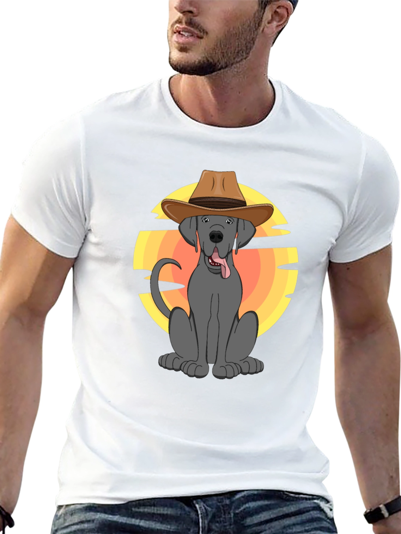 Cowboy Dog Graphic T-Shirt - Western Style