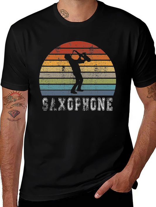 Retro Saxophone Player T-Shirt - Vintage Sunset Design
