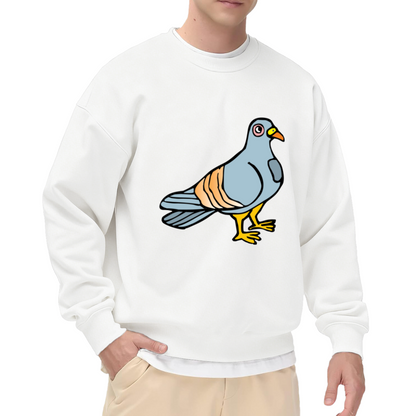 Cartoon Pigeon Sweatshirt - Cute City Pigeon Crewneck, Funny Bird Illustration Pullover, Bird Lover Gift Sweatshirt, Wildlife Cartoon Top