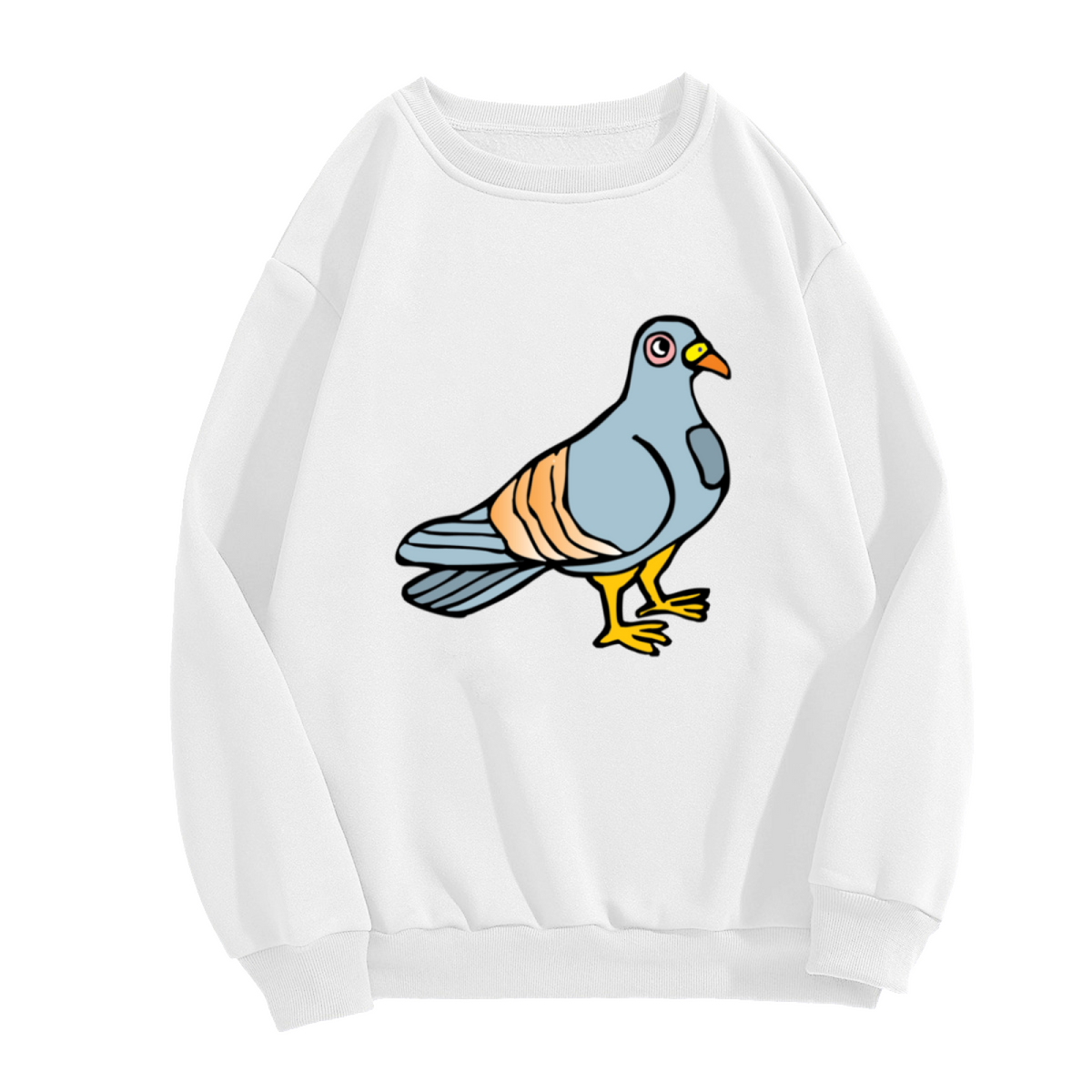 Cartoon Pigeon Sweatshirt - Cute City Pigeon Crewneck, Funny Bird Illustration Pullover, Bird Lover Gift Sweatshirt, Wildlife Cartoon Top