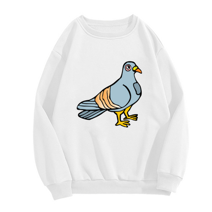 Cartoon Pigeon Sweatshirt - Cute City Pigeon Crewneck, Funny Bird Illustration Pullover, Bird Lover Gift Sweatshirt, Wildlife Cartoon Top