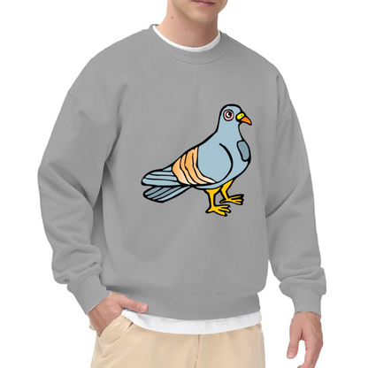 Cartoon Pigeon Sweatshirt - Cute City Pigeon Crewneck, Funny Bird Illustration Pullover, Bird Lover Gift Sweatshirt, Wildlife Cartoon Top