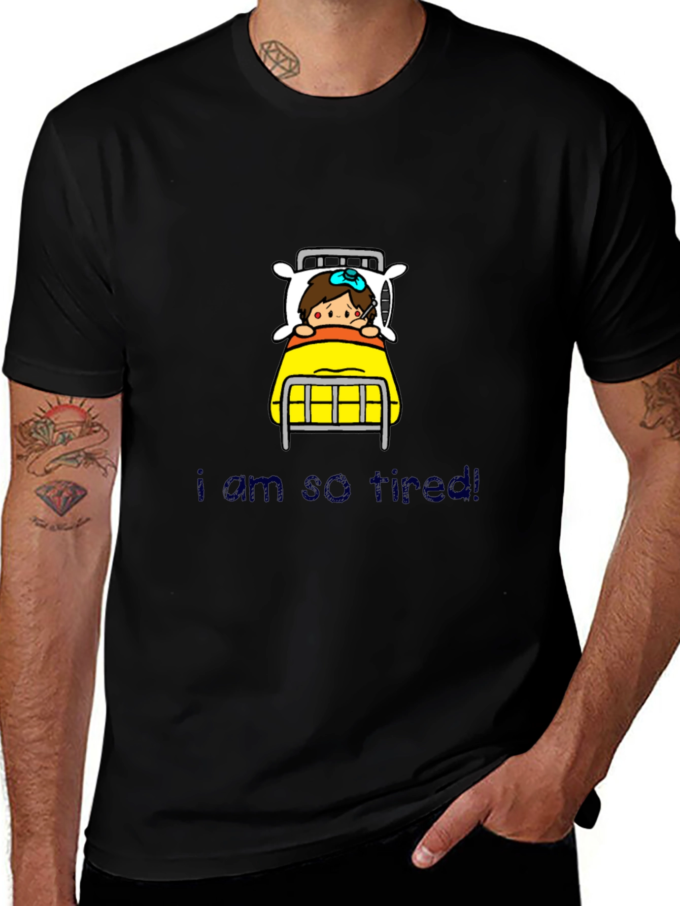 Tired Cartoon Graphic T-Shirt