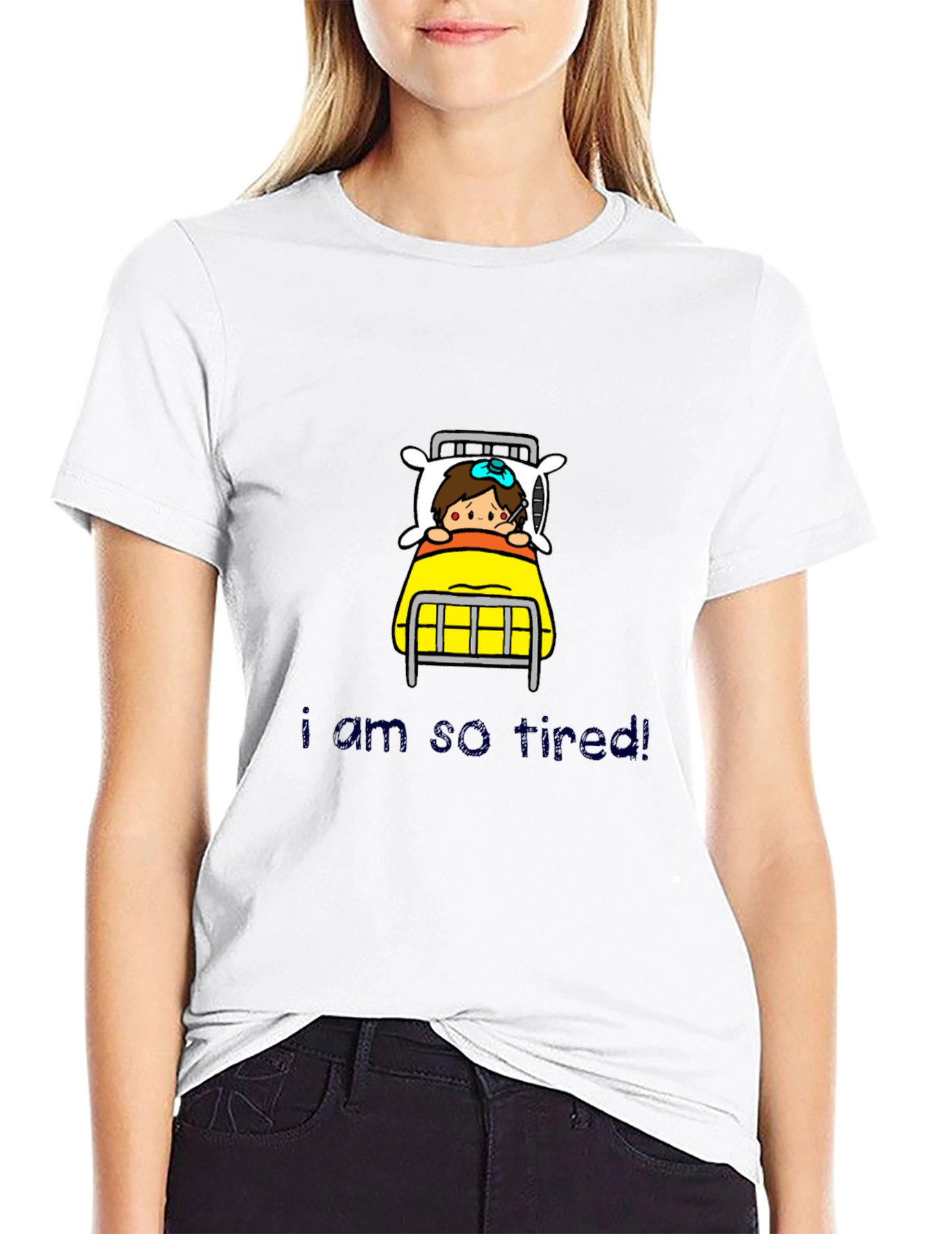 Tired Cartoon Graphic T-Shirt