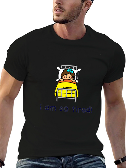 Tired Cartoon Graphic T-Shirt