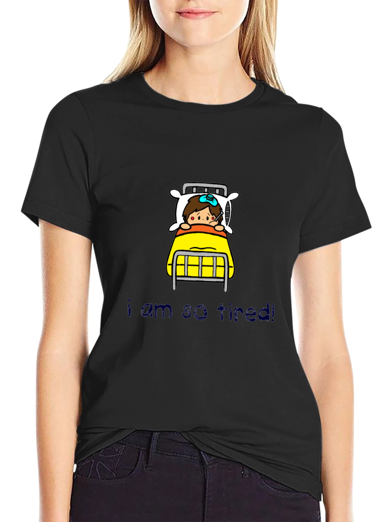 Tired Cartoon Graphic T-Shirt