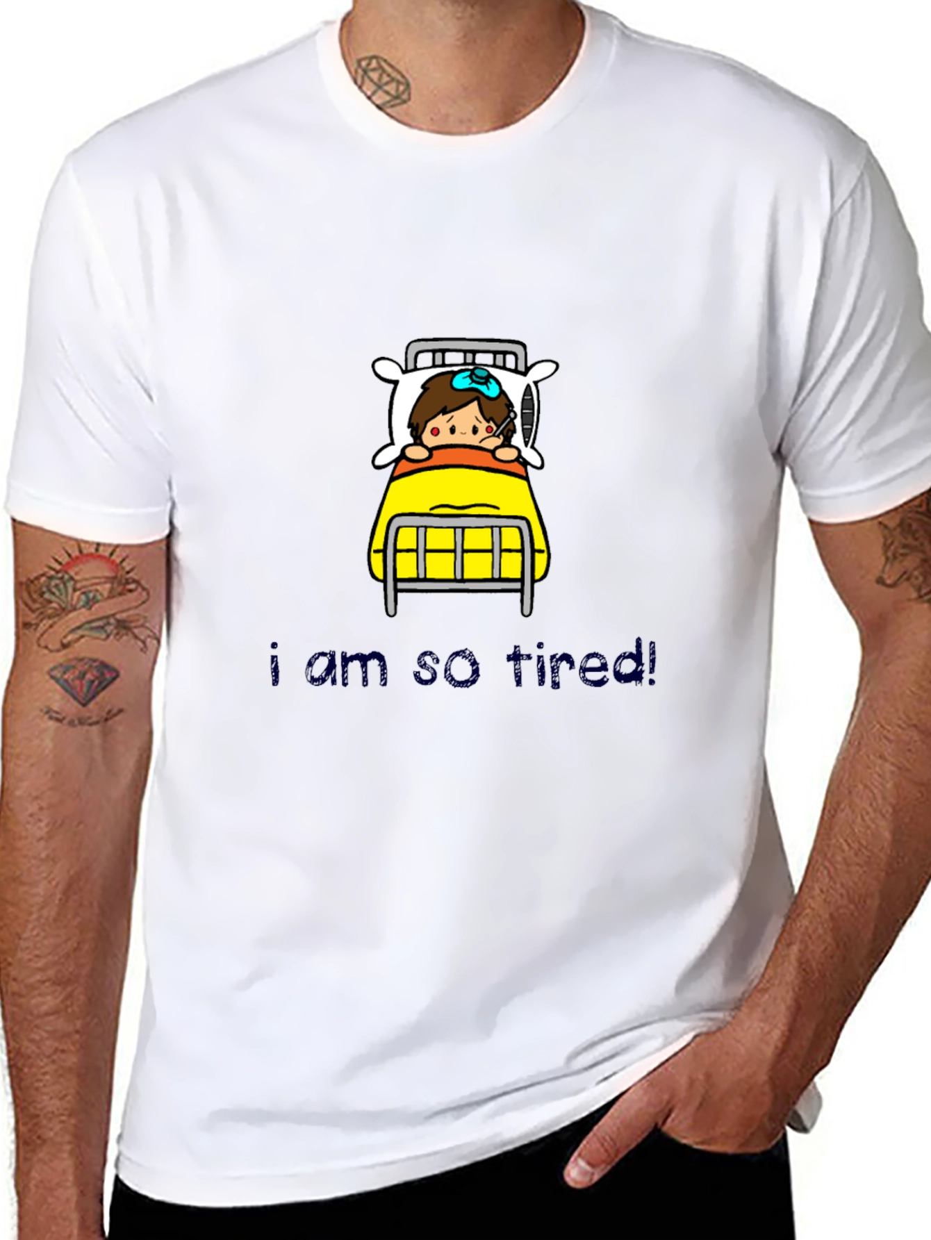 Tired Cartoon Graphic T-Shirt
