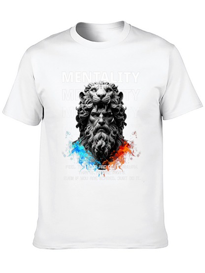 Lion Sculpture Mentality Graphic T-Shirt