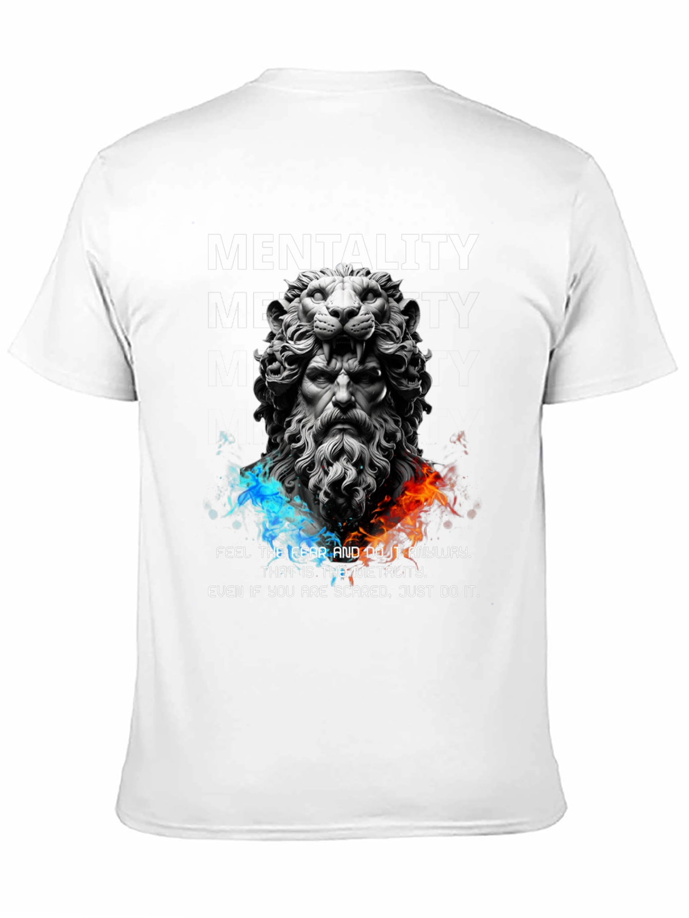 Lion Sculpture Mentality Graphic T-Shirt