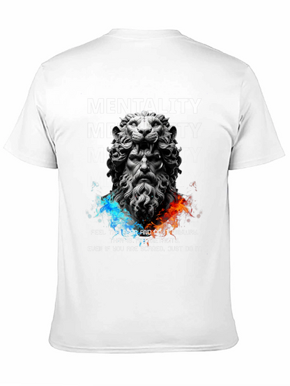 Lion Sculpture Mentality Graphic T-Shirt