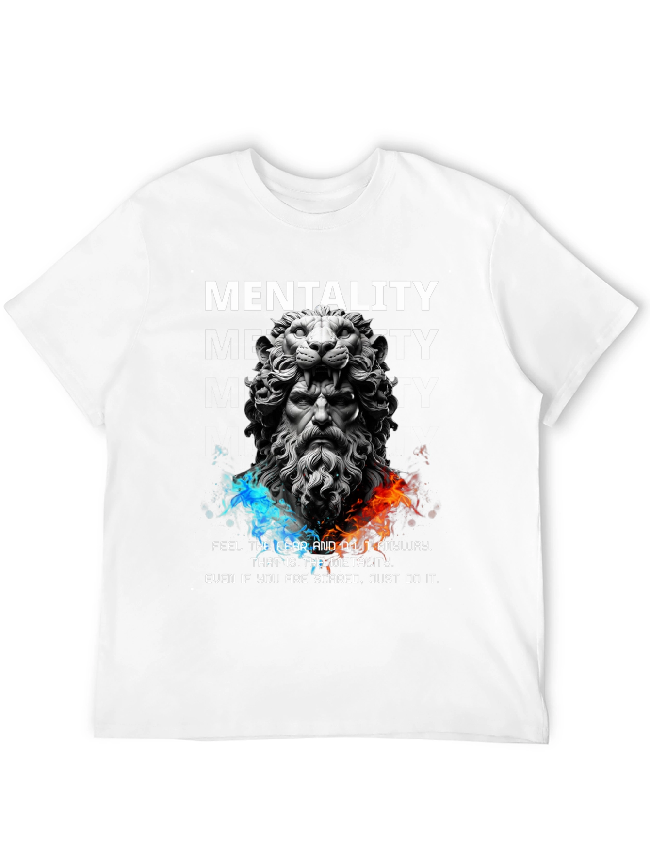 Lion Sculpture Mentality Graphic T-Shirt