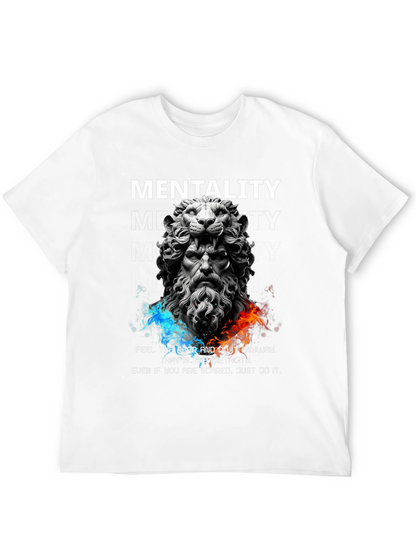 Lion Sculpture Mentality Graphic T-Shirt