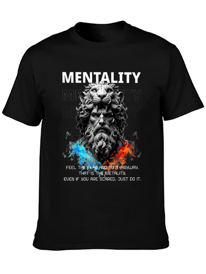 Lion Sculpture Mentality Graphic T-Shirt
