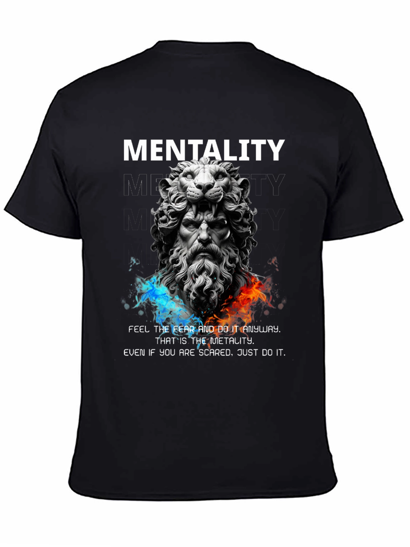 Lion Sculpture Mentality Graphic T-Shirt