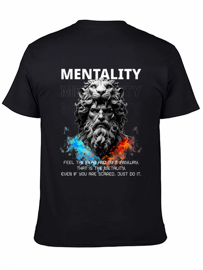 Lion Sculpture Mentality Graphic T-Shirt