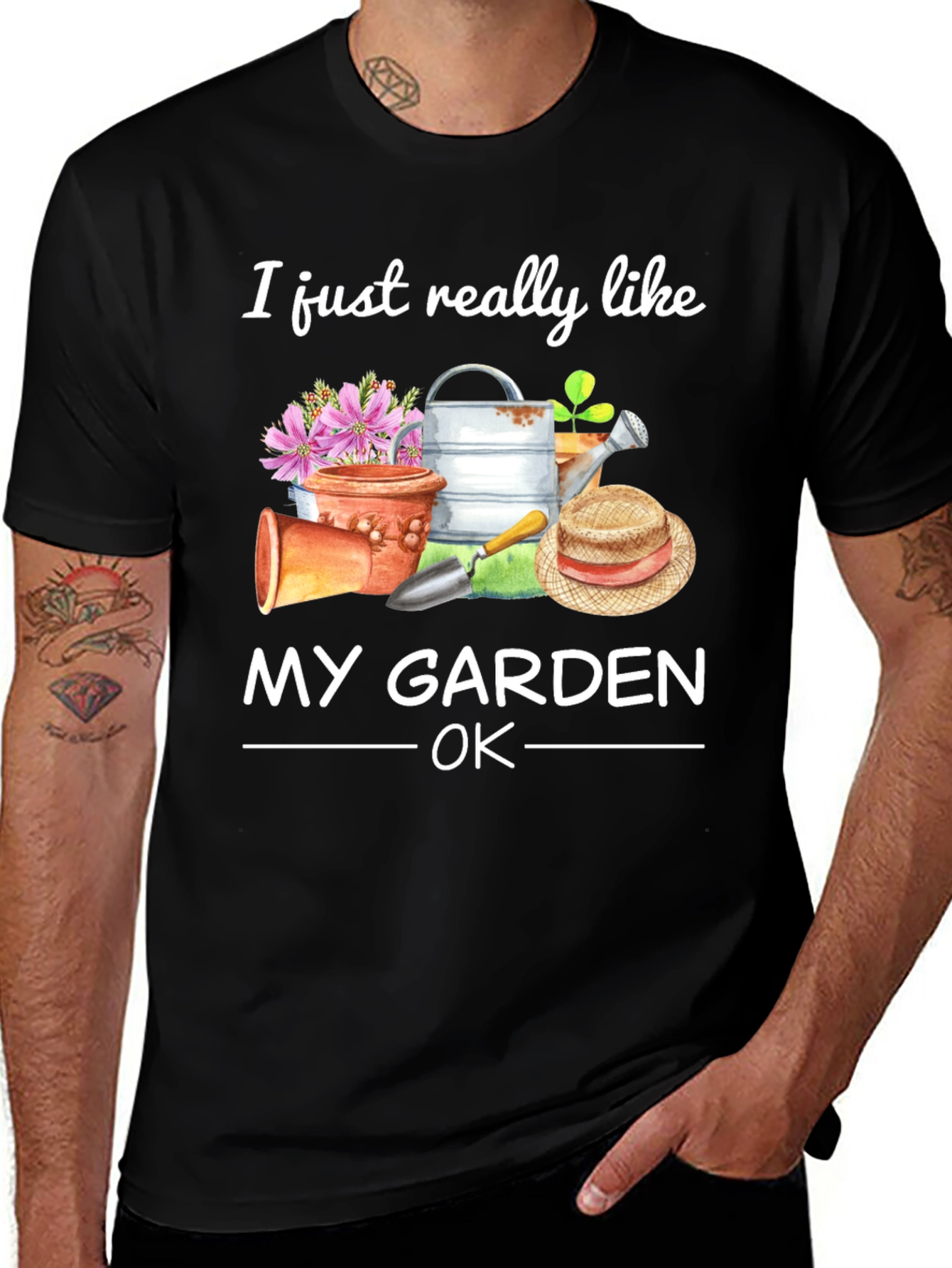 I Like My Garden OK Black T-Shirt