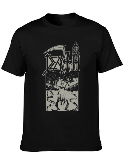 Death Metal Band Tee - Black Graphic Print Shirt