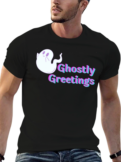 Ghostly Greetings Graphic Tee - Halloween Style