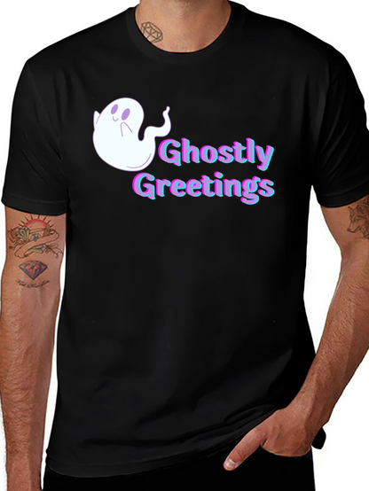 Ghostly Greetings Graphic Tee - Halloween Style